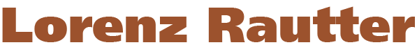 Dunkelroter Schriftzug aös Logo Lorenz Rautter